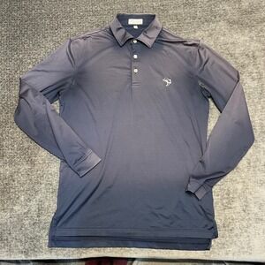 Peter Millar Summer Comfort Mens Long Sleeve Polo Shirt Golf Casual Blue Size S